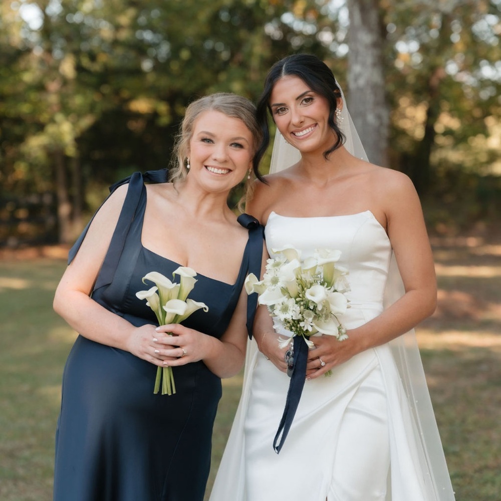 Birdy Grey Matte Satin Chic Navy Sleeveless Maxi Bridesmaid Dress - Picture 3 of 3